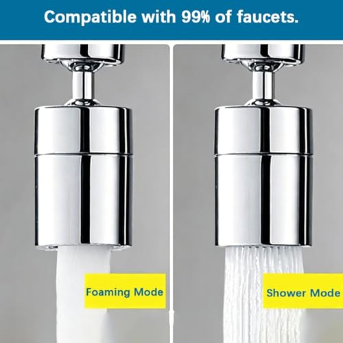 360° Twist Kitchen Sink Aerator, Dual-function Sink Sprayer Attachment, Faucet Replacement Part 55/64'' Female Thread, Chrome