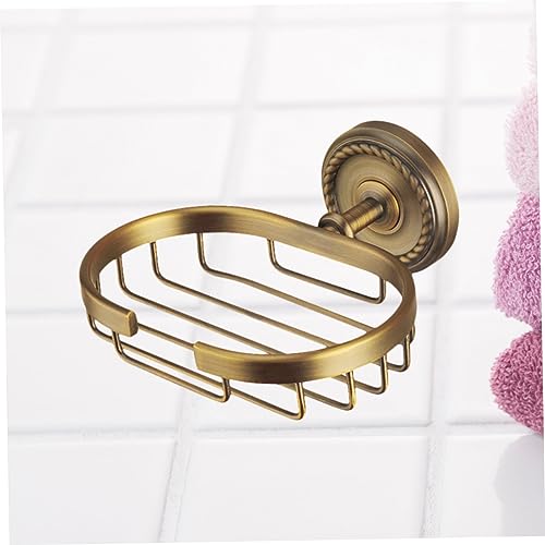 SHOWERORO Wall Mount Soap Holder Vintage Soap Basket Solid Brass Soap Shelf Wall Mounted Soap Holder Bronze Adhesive Soap Dish
