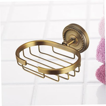 SHOWERORO Wall Mount Soap Holder Vintage Soap Basket Solid Brass Soap Shelf Wall Mounted Soap Holder Bronze Adhesive Soap Dish