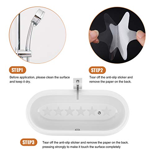 Secopad Anti Slip Shower Stickers 24 PCS Safety Bathtub Strips Adhesive Decals with Premium Scraper(Clear Star) - color: Clear