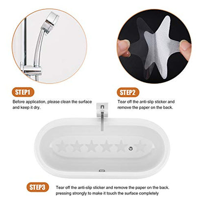 Secopad Anti Slip Shower Stickers 24 PCS Safety Bathtub Strips Adhesive Decals with Premium Scraper(Clear Star) - color: Clear