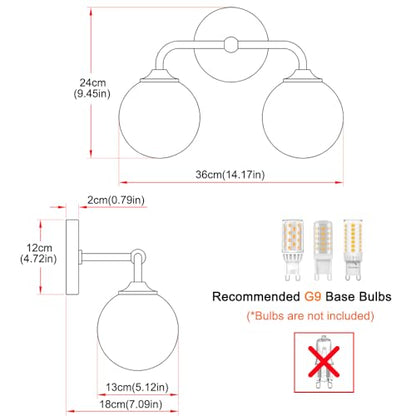Industrial Matte Black 2-Lights Bathroom Light Fixtures, Vanity Wall Sconce Lighting with Milky White Glass Shade, Modern Bathroom Vanity Lighting, Wall Sconces over Mirror Dressing Table Bedroom - color: Black, size: 2 light