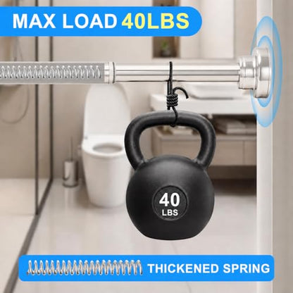 Silver Shower Curtain Rod Adjustable 30-58 Inch, 7/8"Diameter 304 Stainless Steel Never Rust Non Slip Heavy Duty Tension Rod, No-Drill Spring Curtain Rod for Bathroom Kitchen - color: Silver, size: 30-58 Inch