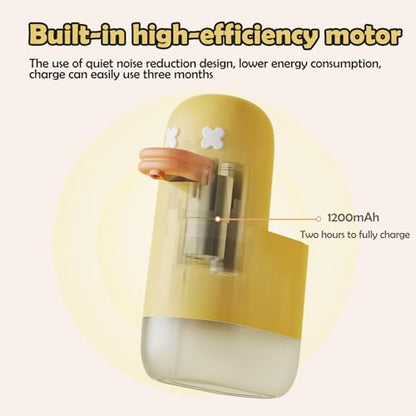 Seawah Automatic Foaming,Rechargeable Cute Bubble Duck Touchless Hand Foam Soap Dispenser for Bathroom,Smart Electric Sensor Soap Dispenser Kitchen(Yellow) - color: Yellow
