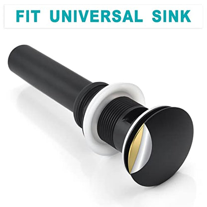 BESTILL Bathroom Sink Drain Stopper, Push Pop Up Drain with Overflow, Matte Black - color: Matte Black, style: with Overflow