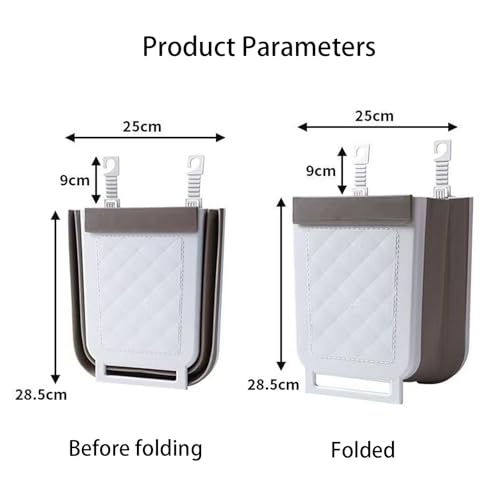 Foldable Trash can containing 20 Garbage Bags, Foldable Kitchen and Bathroom Garbage Bins, Suitable for Cars, Camping, Offices, bedrooms, Easy to Carry, White