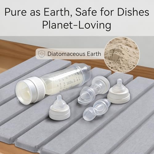 Stone Drying Mat for Kitchen Counter, 24"(L)×16"(W), Drying Matt Kitchen Counter, Quick Dry Stone Dishes Mats, Foldable Diatomaceous Earth Mat (Dove Gray) - color: Dove Gray