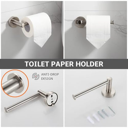 BGL Bathroom Accessory Set Brushed Nickel 4-Pieces Bathroom Towel Rack 24 Inches Adjustable Bathroom Hardware Set - color: Brushed Nickel, size: 4 PIECES