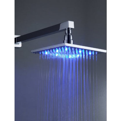 Luxury 10" Water Power LED Shower Head Rainfall Thermostatic 6 Massage Jets Spray Body Shower Set Faucet, Chrome Ys 7008