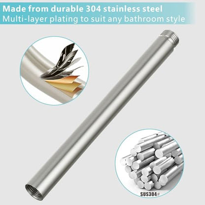 Shower Extension Arm, Solid Stainless Steel Shower Pipe Extension with Teflon Tape and Washer, For Lowering or Extending Showerhead (10 Inch, Brushed Nickel) - color: Brushed Nickel, style: 10 Inch
