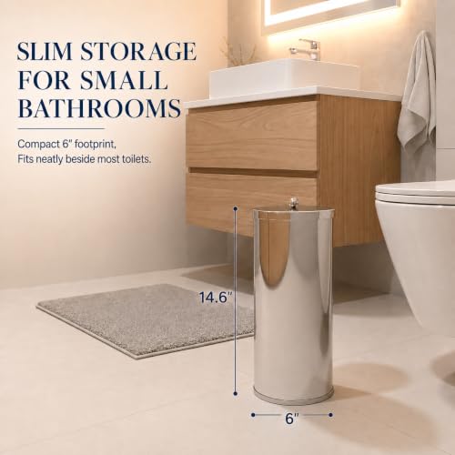 [2023 Upgraded Version] HUJI Rust Resistant Stainless Steel Toilet Paper Roll Canister Holder w/Removable Base for Bathroom Storage (1 Pack, Toilet Paper Canister) - color: Stainless Steel