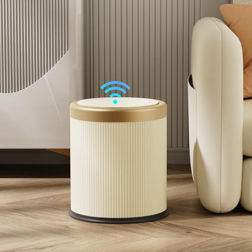 stonespace Motion Sensor Trash Can, 3.7 Gallon, Cream White | Automatic Trash can touchless for Bathroom, Kitchen, Bedroom, Living Room, Office