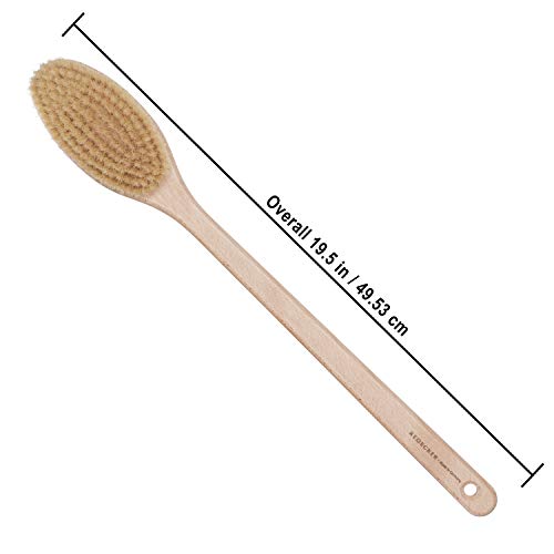REDECKER Extra Long Beechwood Bath Brush - Natural Pig Bristle Body Brush for Showering, Back Scrubbing, Exfoliating, Dry Brushing and Lymphatic Drainage - Perfect for Hard-to-Reach Areas - size: 19-1/2-Inches