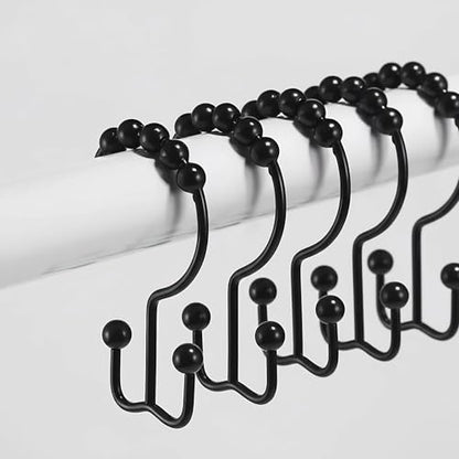 12Pcs Shower Curtain Hooks Rings, Rust Resistant Metal Double Glide Shower Hooks Rings for Bathroom Shower Rods Curtains - color: Gold