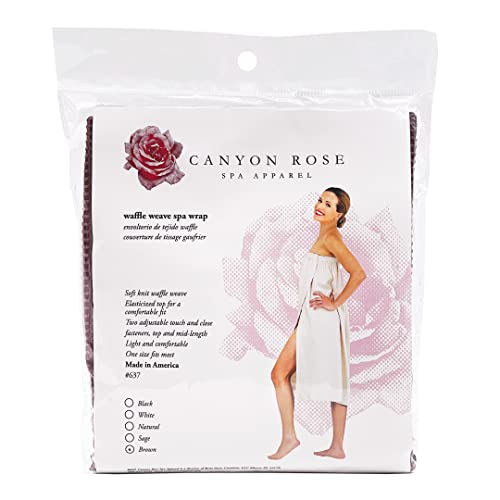 Canyon Rose Waffle Weave Long Spa Wrap, One Size, Brown | Luxurious Waffle Knit Body Wrap, Generous Length, Elasticized Top with Touch-and-Close Fastener, Machine Washable - color: Brown
