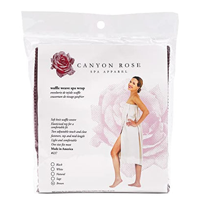 Canyon Rose Waffle Weave Long Spa Wrap, One Size, Brown | Luxurious Waffle Knit Body Wrap, Generous Length, Elasticized Top with Touch-and-Close Fastener, Machine Washable - color: Brown