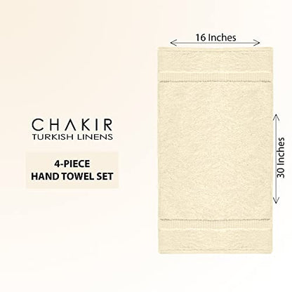 Chakir Turkish Linens 4 Piece Hand Towels, 100% Cotton Turkish Towels for Bathroom, Luxury Soft Absorbent Hand Towel Set, 16 x 30 Inches, Beige - color: Beige
