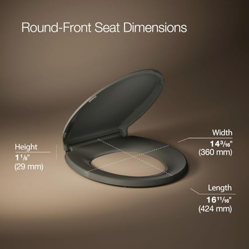KOHLER 4639-RL-NY Cachet ReadyLatch Round Toilet Seat Soft Close, Thunder Grey (Pack of 2) - color: Thunder Gray, size: Round (Pack of 2)