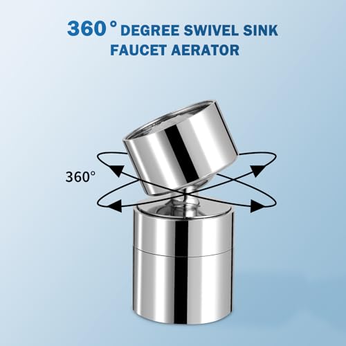 Hibbent Metal NSF/ANSI/CAN 372 Faucet Aerator with Dual-function, Silver | Kitchen Sink Aerator, Bathroom Sink Sprayer Attachment, Faucet Replacement Part 55/64'' Female Thread - color: Silver, style: Classic 360 Degree Faucet Aerator
