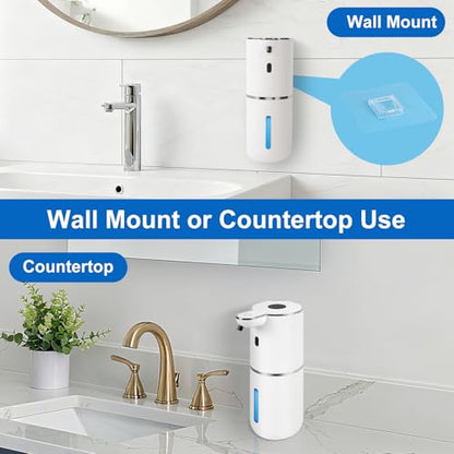 Automatic Soap Dispenser, Hand Soap Dispenser 12.8oz/380ml Smart Rechargeable, Liquid Touchless Soap Dispensers with 6-Level, Wall Mounted or Countertop Dish Soap Dispensing for Bathroom & Kitchen - color: White