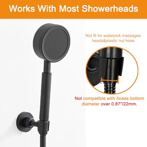 Shower Head Holder All Metal Handheld Shower Wand Bracket Adjustable Handheld Shower Head Holder Wall Mount Shower Wand Bracket Matte Black Finished - style: Black