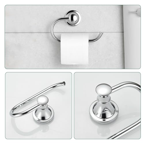 Hoimpro Chrome 4-Piece Bathroom Bath Set, Wall Mount Bathroom Hardware Fixture (Adjustable Towel Bar Rack, Towel Ring Holder, Paper Towel Holder, Double Towel Hook), Bathroom Accessories - color: Chrome