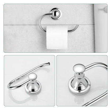 Hoimpro Chrome 4-Piece Bathroom Bath Set, Wall Mount Bathroom Hardware Fixture (Adjustable Towel Bar Rack, Towel Ring Holder, Paper Towel Holder, Double Towel Hook), Bathroom Accessories - color: Chrome