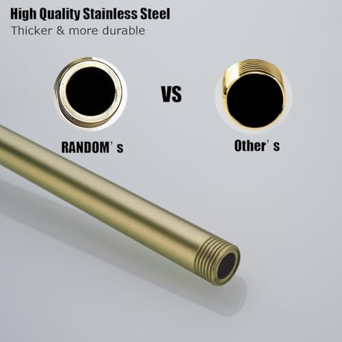 RANDOM Straight Shower Arm with Flange,Gold 16 Inches Ceiling Mount Shower Head Extension Arm,Brushed Gold.RD-91038-16BG-SQ - color: 16″ Brushed Gold(Square Flange)