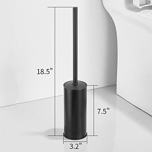 Freestanding Toilet Brush Holder for bathrooms 304 Stainless Steel Toilet Brush Stand Round Storage and Organization Rust Resistant 18-inch high Matte Black Finished - color: 18-inch Round High Matte Black