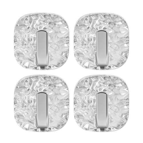 Adhesive Towel Hooks for Bathrooms 4 Pieces Waterproof Coat Hanger | Water Wave Texture Adhesive Wall Towel Hooks for Toilet Shower Door Clothing Coat Purse Key Hat Backpack Bag Wreath - color: Silver