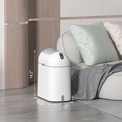 ELPHECO Bathroom Trash Can with lid 2.5 Gallon, Motion Sensor, White Golden | Waterproof Garbage Can, Automatic Waste Basket, Butterfly Lid, Plastic Garbage Bin for Bedroom and Office - color: White