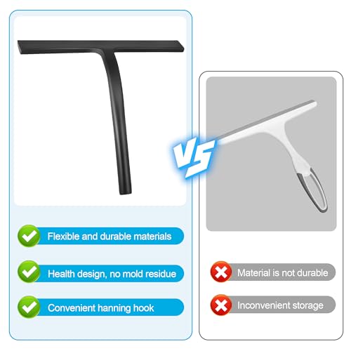 Shower Squeegee for Glass Doors, Mirror Window Tile Scrubber Cleaner with Hook Silicone (Gray) - color: Gray
