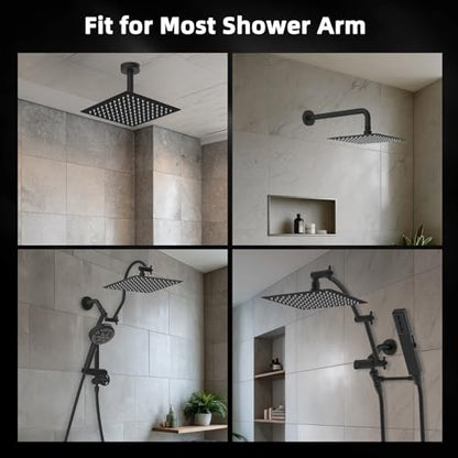 Hibbent All Metal 8 Inch Shower Head, High Pressure Stainless Steel Rain Showerheads, Bathroom Rainfall Showerhead with Ultra-thin Design, Adjustable Brass Ball Joint, Silicone Nozzles, Matte Black - color: Matte Black, size: 8 Inch