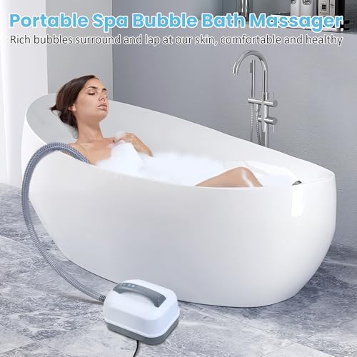 Portable Spa Bubble Bath Mat, Full Body Bubbling Non-Slip Bath Mat with Remote, Pillow & Electric Air Pump - Adjustable Bubble Settings for Bathtub Home Spa Relaxation (Normal Suction Cup)