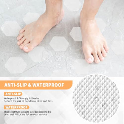 Non Slip Bathtub Stickers, Shower Stickers for Safety Bathroom Tubs, Bathtub Non Slip Stickers and Adhesive Decals Scraper for Bath Tub, Shower Floor, Stairs, Ladders(Square Shape, Clear) (24, Clear) - color: Clear