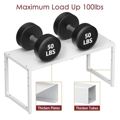 Expandable Kitchen Storage Shelves,100LBS Heavy Duty Metal Shelving Unit For Pot Pans Appliance,Adjustable White Small Shelf Rack Organizer For Kitchen Countertop Under Cabinet Closet Garage Pantry - size: 10.24"D x 23.82"W x 11.41"H