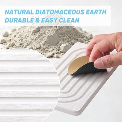 2 PCS Water Absorbing Stone Tray, Quick Drying Diatomite Sink Tray, Non-Slip Drying Mat for Bathroom Vanity & Kitchen Counter, Soap Dispenser Sponge Holder Organizer, White 8.3x4 Inch (White) - color: White