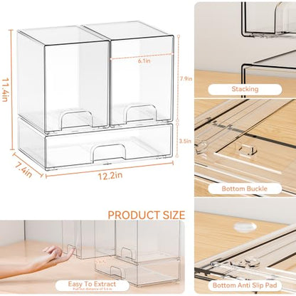 3 Set Baby Bottle Organizer for Countertop,BPA Free Bottle Station Organizer for Breast Pump Parts,Pacifier and Baby Accessories,Clear Stackable Storage Drawers and Home Edit Storage Containers - style: 3 PACK
