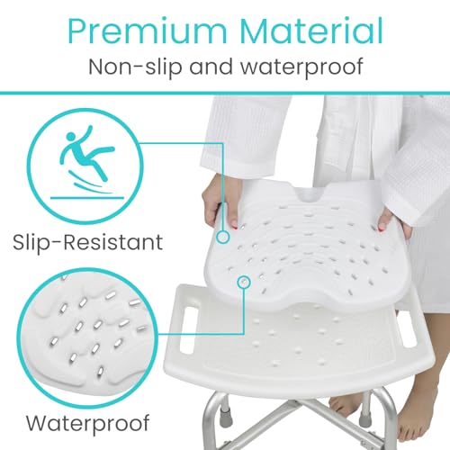 Vive Shower Seat Cushion - Comfortable Support for Pain Relief | Waterproof, Soft Padded & Non Slip for Tub Chairs, Transfer Benches, Bath Stool, Bathtubs - for Seniors, Elderly, Handicap