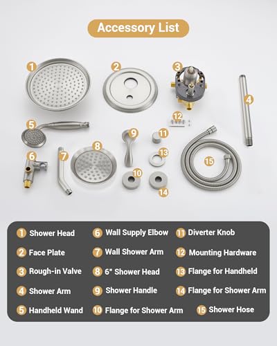 DASAN Antique Dual Shower Head Faucet Set, Dual Rain Shower Head System Complete Double Head Shower Fixture Combo - color: Brushed Nickel