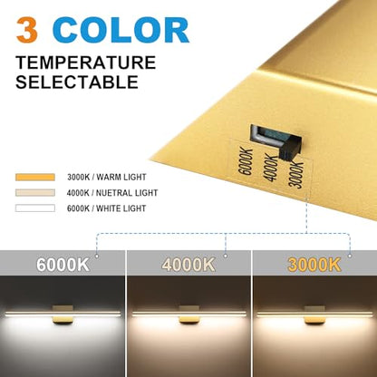 SineRise LED Modern Bathroom Vanity Light Fixtures (32-Inch, 3000K/4000K/6000K, Dimmable), Gold Modern Acrylic Bathroom Wall Lighting Fixtures Over Mirror - color: Gold, size: 32-Inch