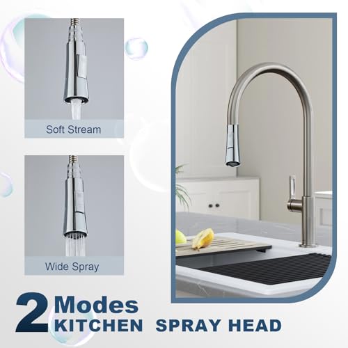 Durable Lightweight Kitchen Faucet Head Replacement, 13/16" Male Thread Pull Down Sink Sprayer Nozzle, 2-Mode High Pressure Anti-Clog Faucet Part, Pull Down Kitchen Faucet Spray Head，Chrome - color: 3-Function Spray Head - Chrome