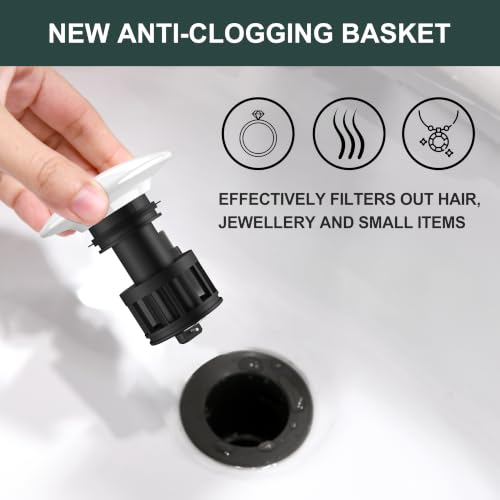 KENES White Bathroom Sink Drain Without Overflow, Ceramic Pop Up Sink Drain | Bathroom Vanity Sink Drain Assembly, Built-in Anti-Clogging Strainer, Plastic Pop Up Drain for Bathroom Vanity Vessel Sink - color: White, size: Big Pop up Cap (Without Overflow
