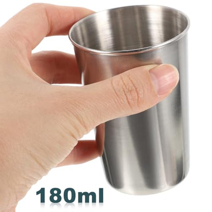Stainless Steel Water Cup Silver Bathroom Drinking Cup Leakproof Simply | 2Pcs Small Mouthwash Cups for Toothbrush Rinse and Drinking Cups Espresso Kids Parties Rust-Resistant Drinking Mug Reusable