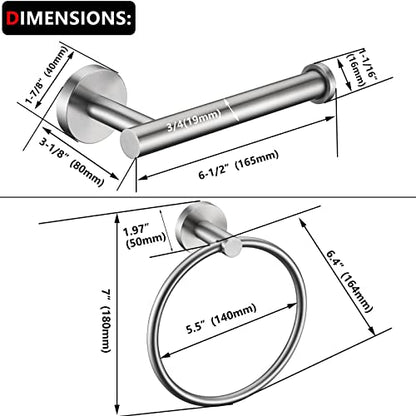 Brushed Nickel Toilet Paper Holder and Hand Towel Ring Set 2 Pieces Bathroom Hardware Accessories Set SUS 304 Stainless Steel Heavy Duty Wall Mounted Bathroom Holder… - color: Brushed Nickel