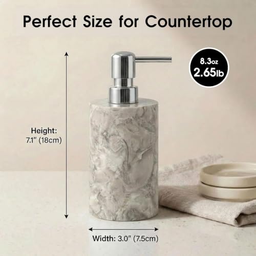 Marble Soap Dispenser, Hand Soap Dispenser for Bathroom Kitchen Countertop - Lotion and Liquid Soap Dispenser (1, Grey) - color: Gray