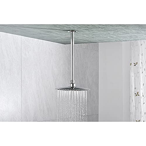 12 Inch Chrome Ceiling Mounted Shower Arm for Rain Shower Head | Shower arm and flange - color: Polished Chrome, size: 12 Inches