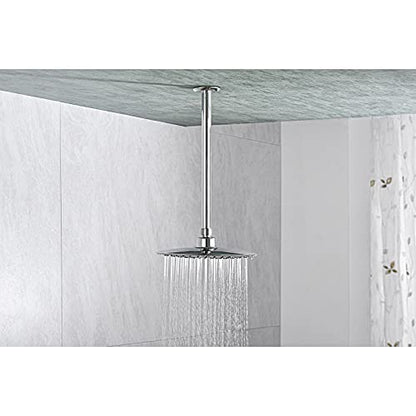 12 Inch Chrome Ceiling Mounted Shower Arm for Rain Shower Head | Shower arm and flange - color: Polished Chrome, size: 12 Inches