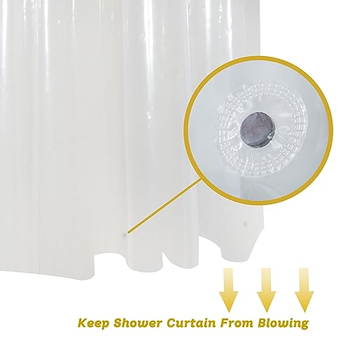 Super Extra Tall Clear 9ft Shower Curtain 108 inches Long for Patio | 72x108" Transparent Plastic PEVA Vinyl Waterproof Liner with 3 Magnets, 12 Pack Stainless Steel Hooks Included - color: Clear, size: 72"W x 108"L (Pack of 1)