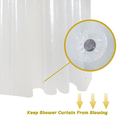 Super Extra Tall Clear 9ft Shower Curtain 108 inches Long for Patio | 72x108" Transparent Plastic PEVA Vinyl Waterproof Liner with 3 Magnets, 12 Pack Stainless Steel Hooks Included - color: Clear, size: 72"W x 108"L (Pack of 1)